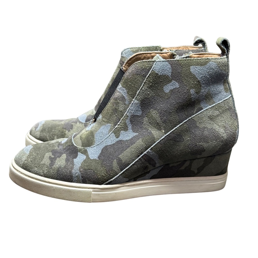 Linea Paolo Camo Print Wedge Sneakers Zip Up‎ Ankle Booties Size 6M